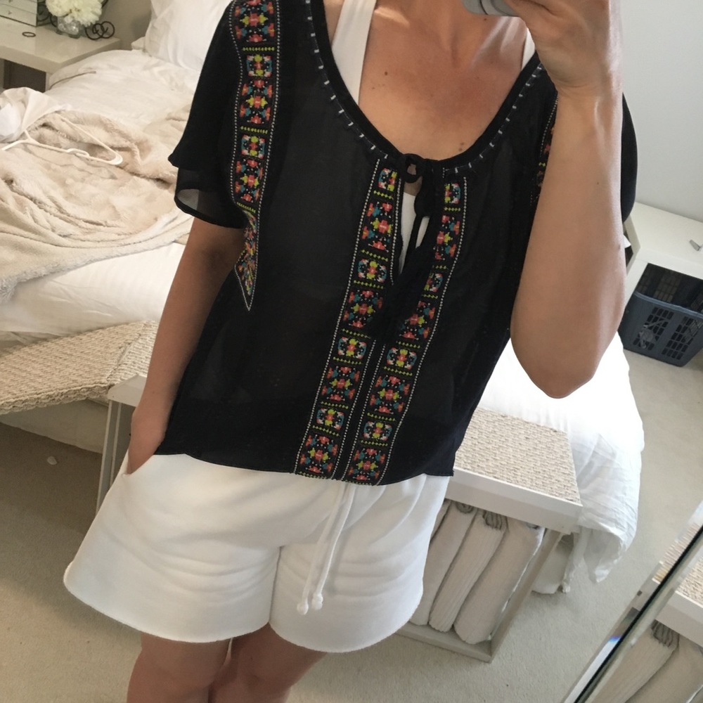 AEO Sheer top - navy- M